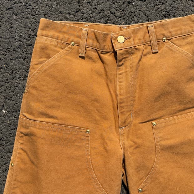 80s-90s 칼하트 더블니 62w 브라운 데드스탁급