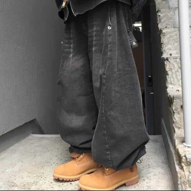 디퍼 사이드 스냅 벌룬 팬츠(흑청) 상품이미지1