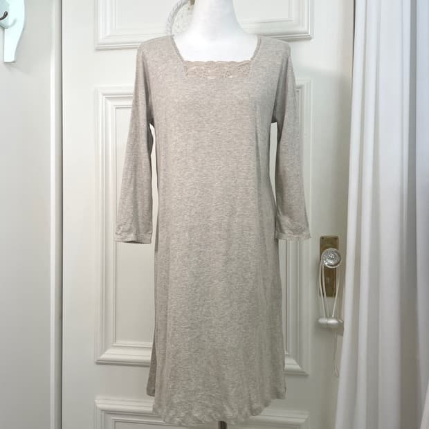 gray oatmeal lace trim cotton opc