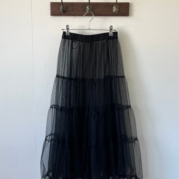 earth music 블랙 시스루 스커트