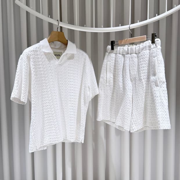 (S/S,46) / 펜디 X 마크 제이콥스 파일 폴로 반팔  화이트 셋업