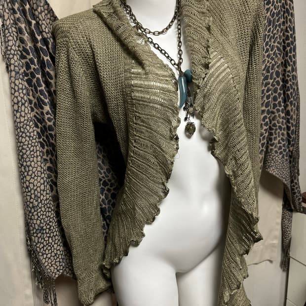 빈티지 폴로 올리브 니트 가디건 