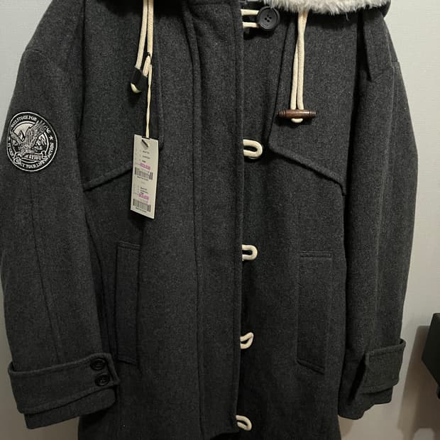 에비수 보아 후드 방모 더플 코트 95