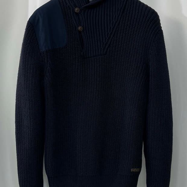 폴로 랄프로렌 퍼플네이비 코만도 엘보패치 밀리터리 스웨터