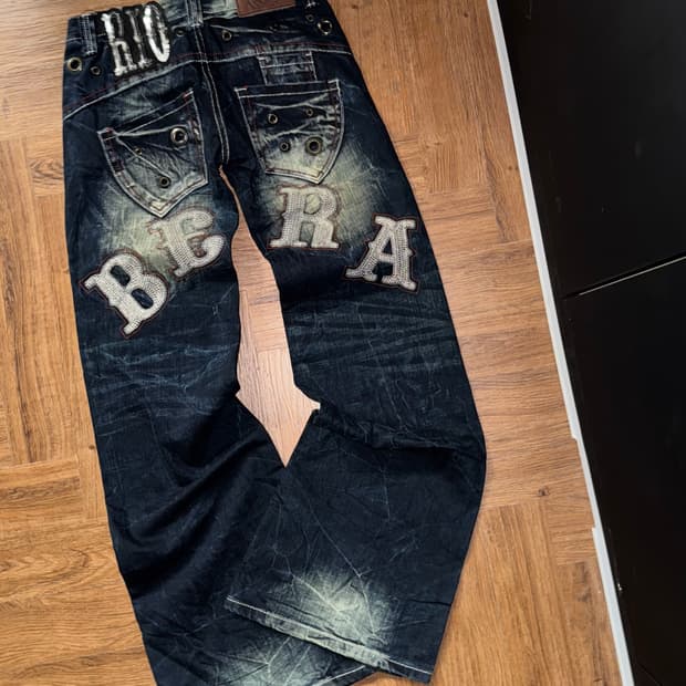 RIOBERA 리오베라 로우라이즈 자수 데님팬츠