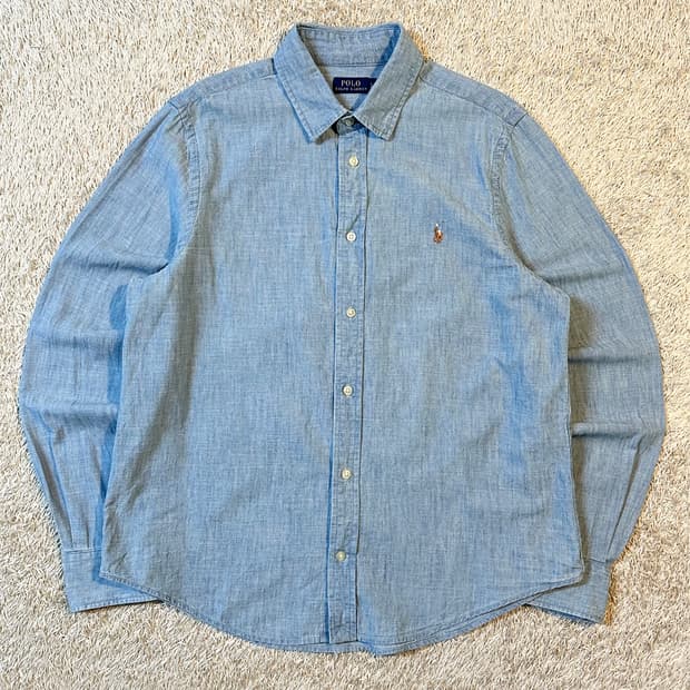 폴로 랄프로렌 신형 QR 멀티포니 샴브레이 데님셔츠