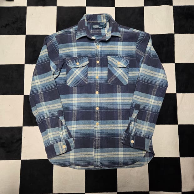 S 폴로랄프로렌 플란넬 헤비웨이트 워크 셔츠 블루