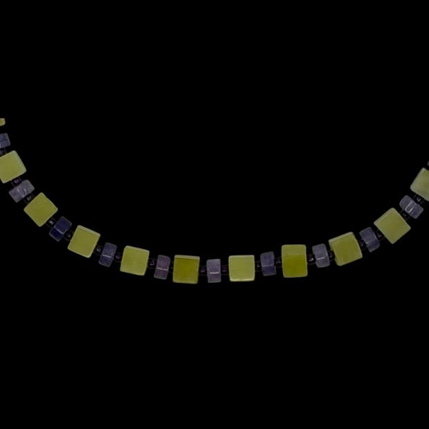 Lime violet grid necklace