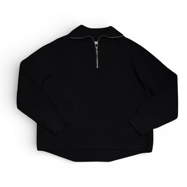 M 벨리에 BELIER 블랙 캐시미어 하프집업 니트