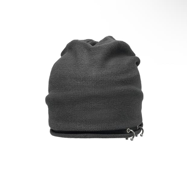 LECYTO Pierced Slouch Beanie (Charcoal)