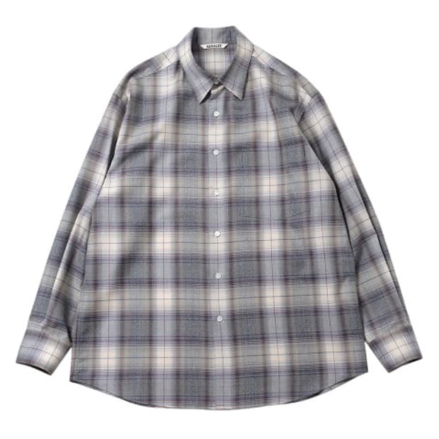 오라리 23aw 체크셔츠 그레이