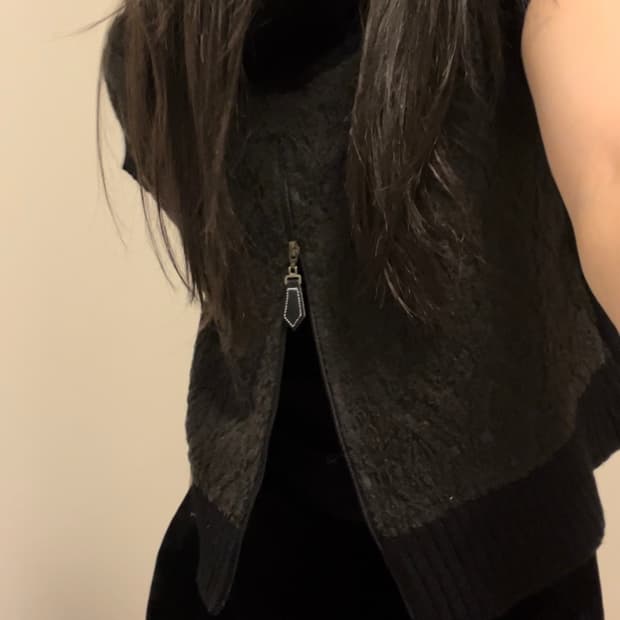 black turtle neck knit vest