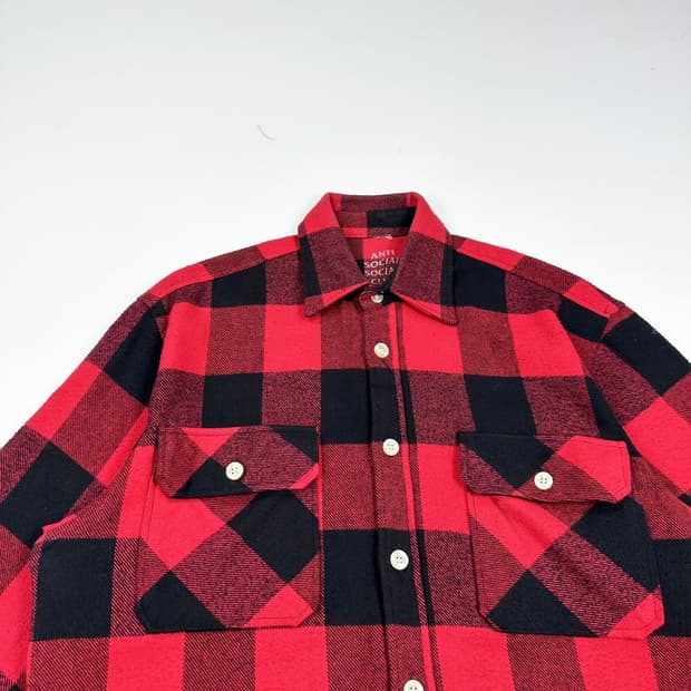 안티소셜소셜클럽 플란넬 레드 타탄 체크셔츠 (실측 L)