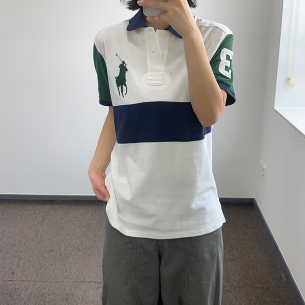Polo 폴로 빅포니 그린 네이비 배색 카라 반팔티 