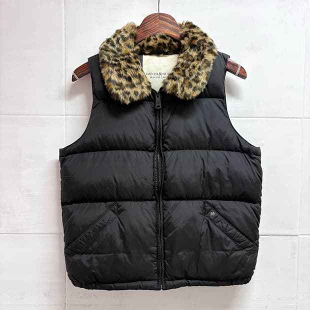 데님앤서플라이 랄프로렌 덕다운 패딩 조끼 레오파드 베스트 