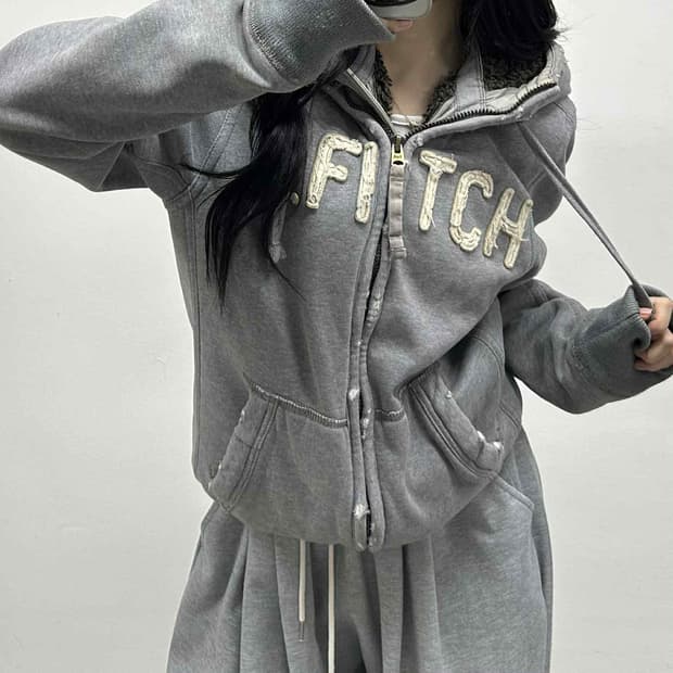 아베크롬비 y2k 울프죠 퍼 대장급 그레이 자켓 후드집업 희귀져지(M)