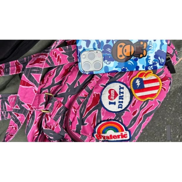 히스테릭 글래머 패치 스크래치 미니 보스턴 백 핑크