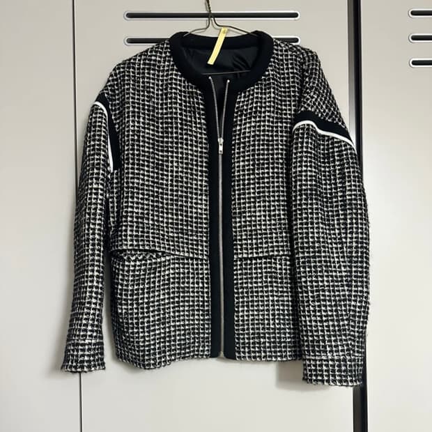 트위드 블랙 봄버자켓