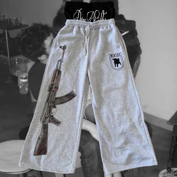 Sagging double waist wide pants