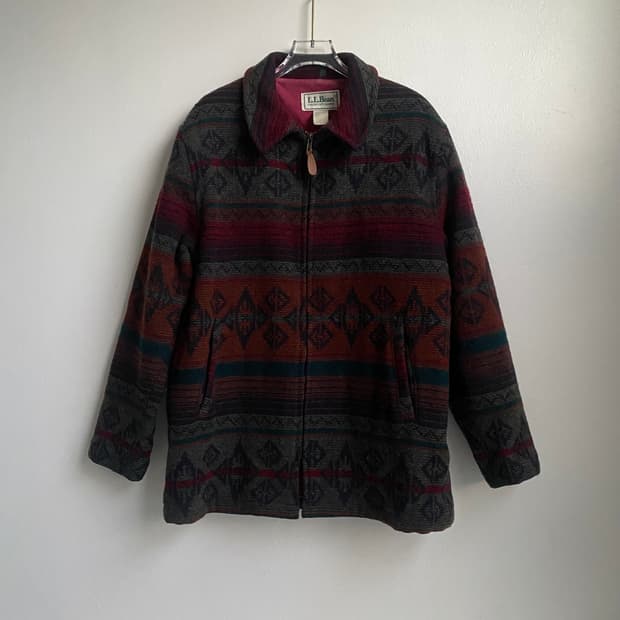 🌊LLBean Aztec wool blanket coat