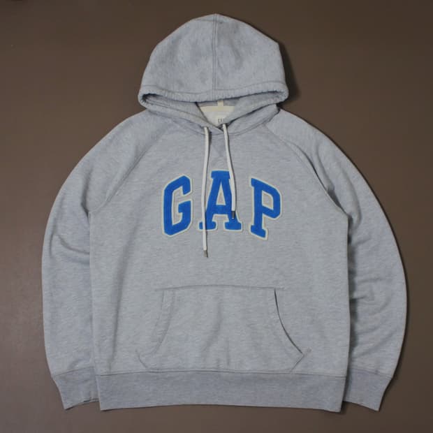 GAP 갭 그레이 블루로고 후드티 