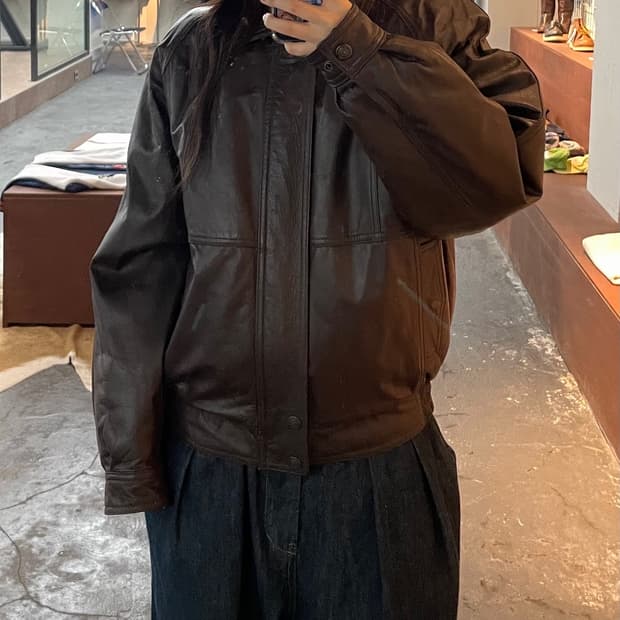 빈티지 브라운 레더 자켓 H305