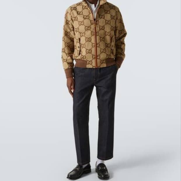 구찌 점보 GG 캔버스 자켓 베이지 에보니 점보 자켓