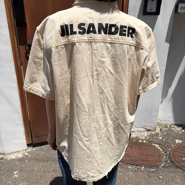 Jil Sander 미니멀 캔버스 코튼 셔츠 L