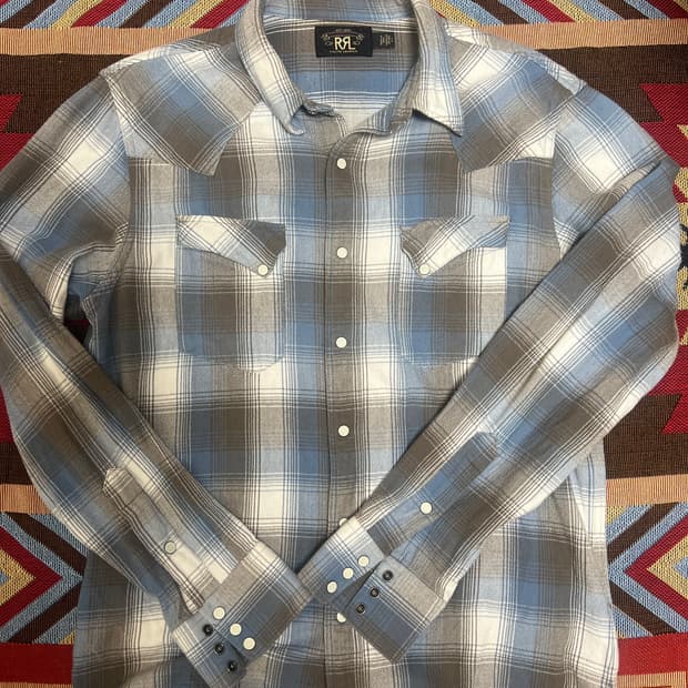 더블알엘 rrl 옴브레 웨스턴셔츠 L