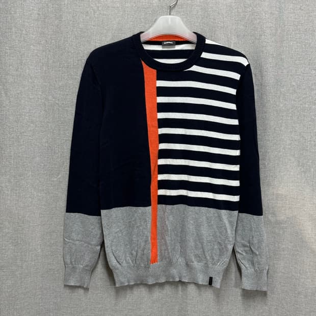 [L] 디젤(DIESEL) 스트라이프 얇은 코튼 긴팔 니트