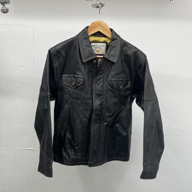 S) ITALY  GIORGIO ARMARNI LEATHER JACKET