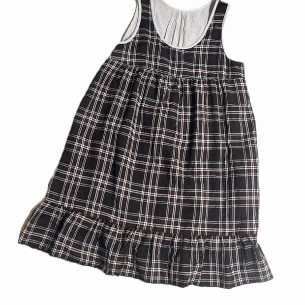 모리걸 체크 나시 원피스