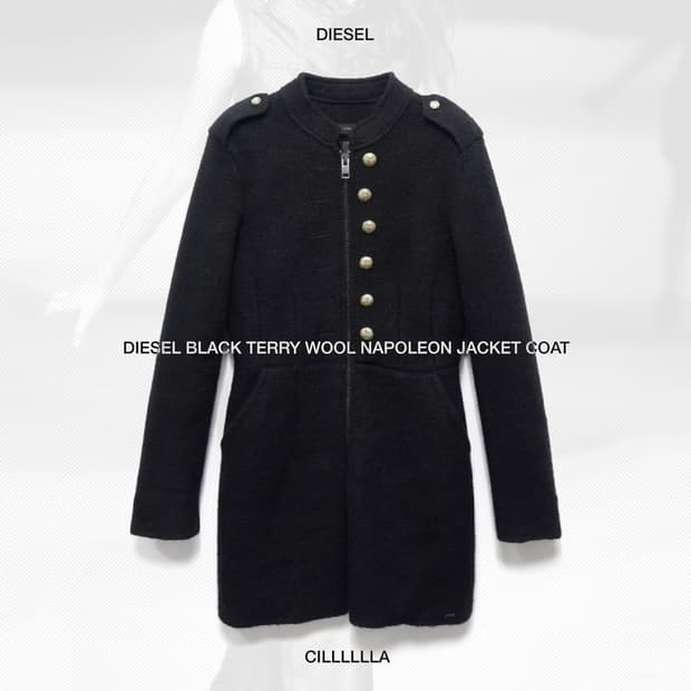[M] DIESEL 디젤 블랙 테리 울 나폴레옹 자켓 코트