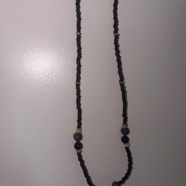 빈티지 비즈 심플 블랙 목걸이 / black simple necklace
