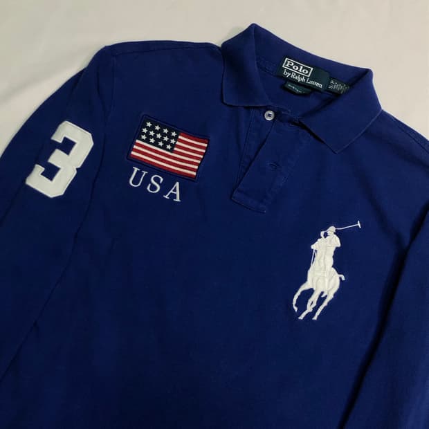 폴로 랄프로렌 성조기 빅포니 블루 카라티