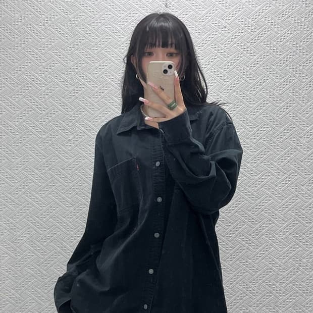 리바이스 빈티지 웨스턴 락시크 오버핏 흑청 셔츠 XL C12297