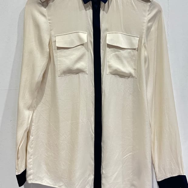 버버리 런던 실크 블라우스 아이보리 36 정품