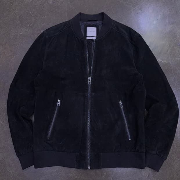 자라 돈피 레더 스웨이드 블랙 블루종 가죽자켓 XL