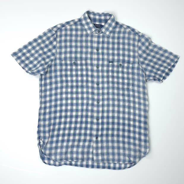 폴로 랄프로렌 린넨 반팔 체크셔츠 블루 (M)