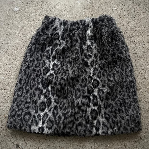 leopard fur banding skirt