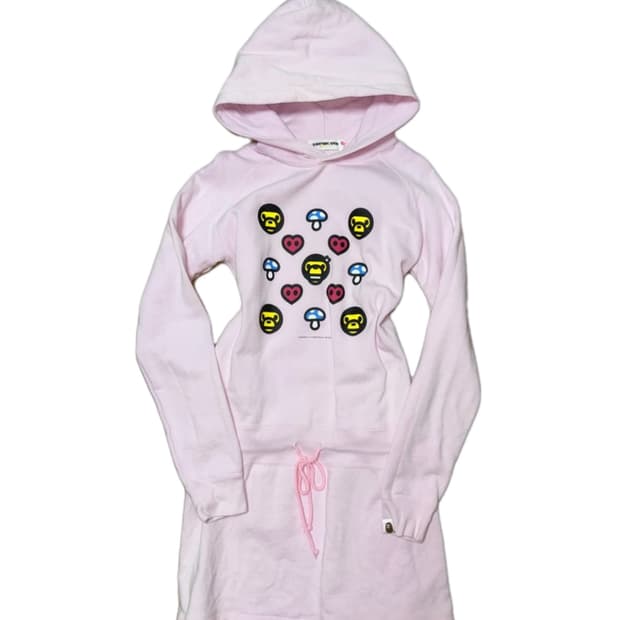 BAPE 베이프 핑크 후드 원피스