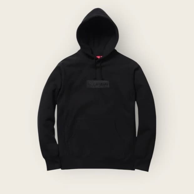 슈프림 박스자수로고 후드티 블랙 L