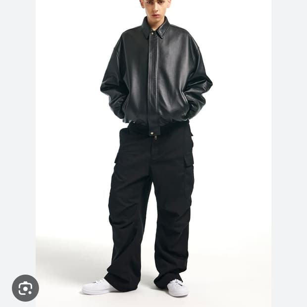 mngu 발렌시아가 택시맛 램스킨 오버 블루종 S