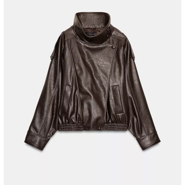 Zara 페이크 레더 점퍼 브라운 xxl 생로랑맛