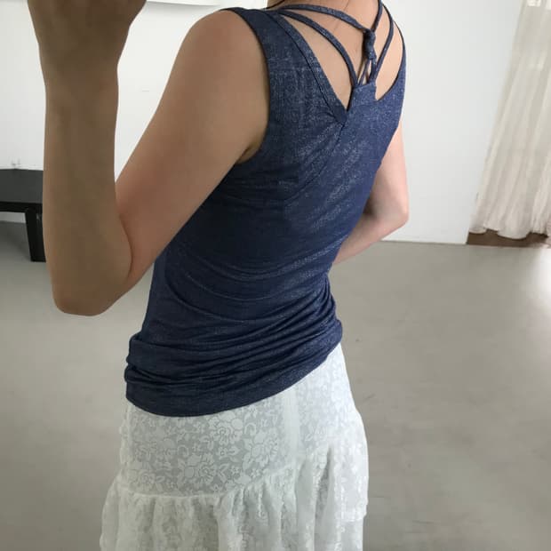 vintage strap pearl sleeveless