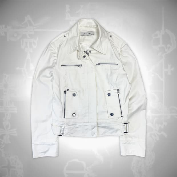 White Cotton Biker Jacket 화이트 코튼 바이커 자켓
