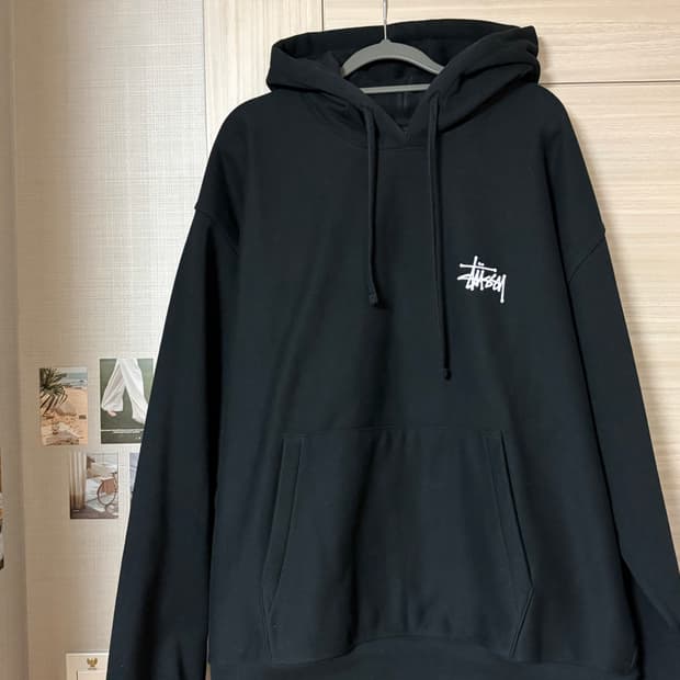 스투시 베이직 로고 후드 xl