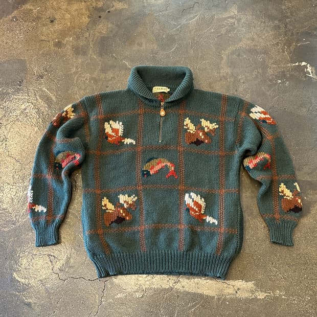8~90s L.L.Bean 엘엘빈 하프집업 니트 스웨터 L