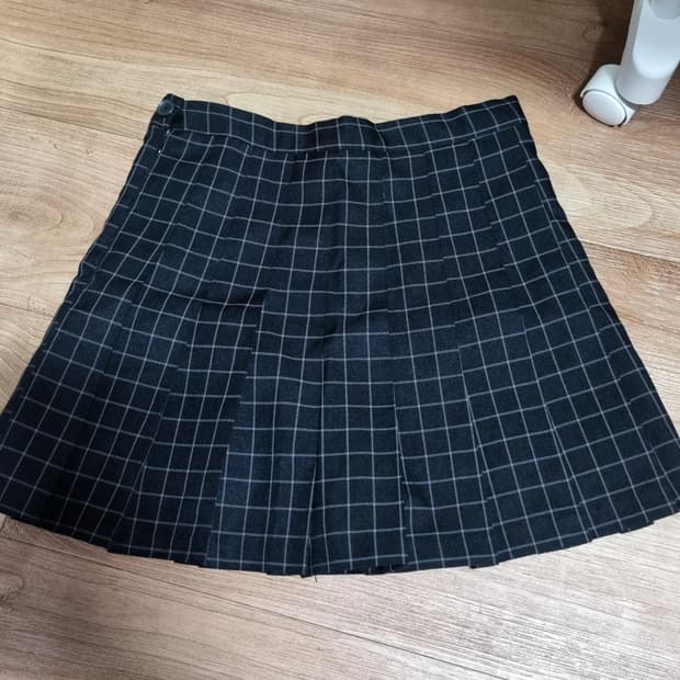 검정 체크 테니스 치마 미니 스커트