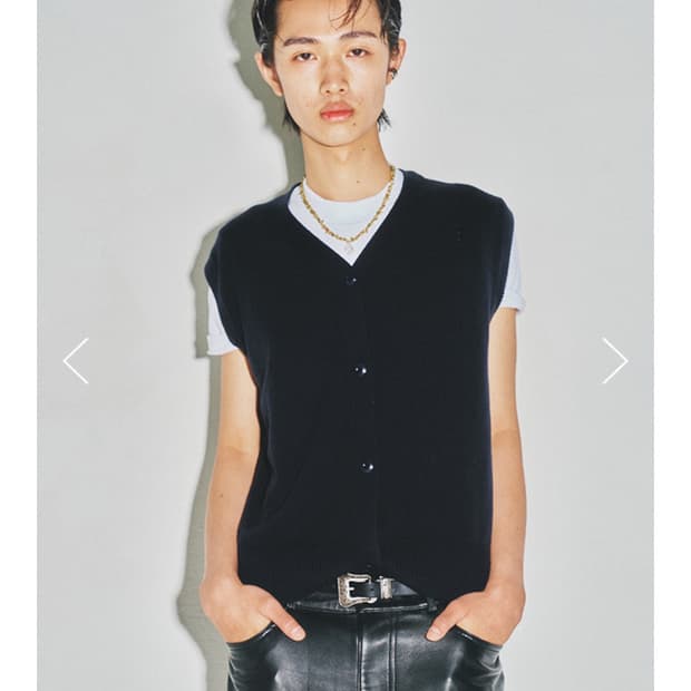 토니웩 메리노울 브이넥 니트 베스트 조끼 다크네이비